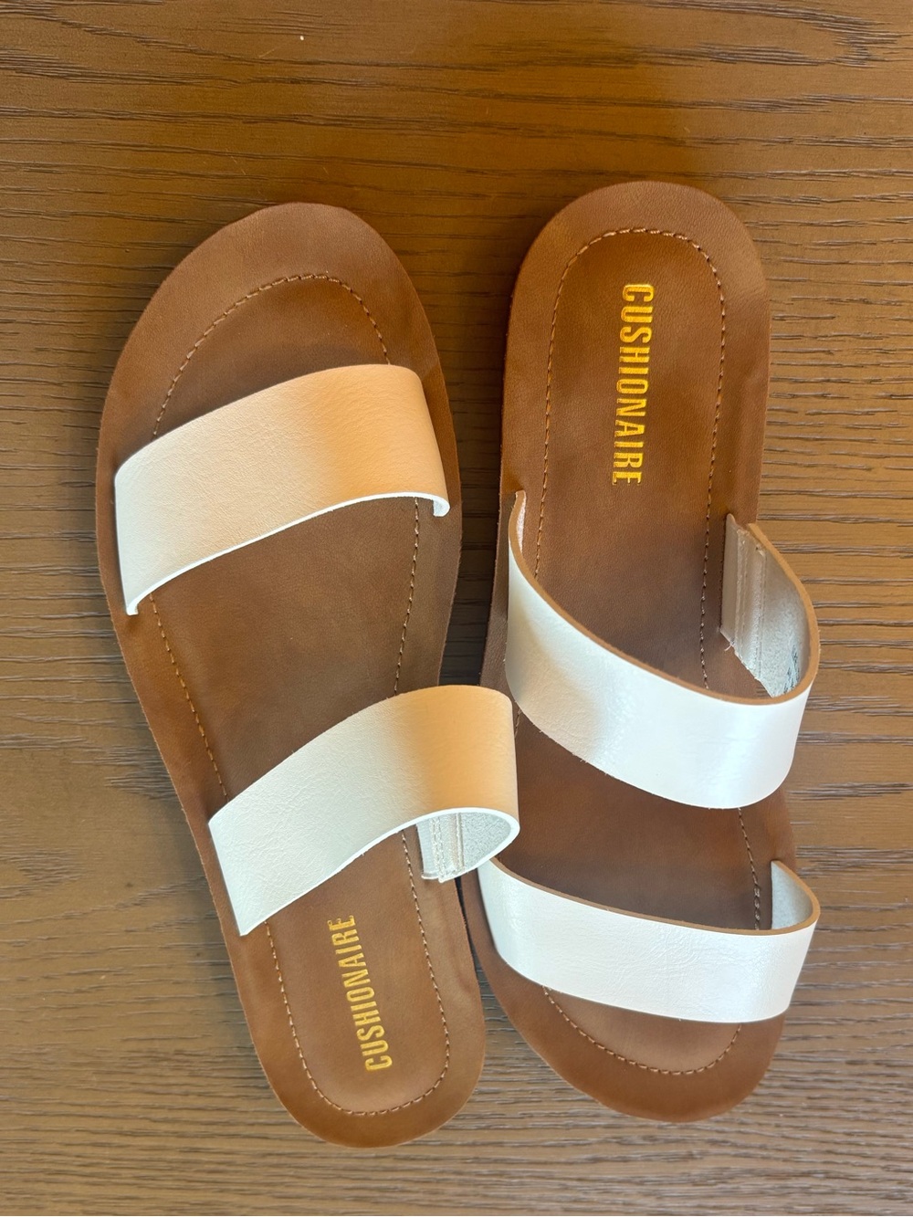 NWOT Women's White Double-Strap Slide Sandals